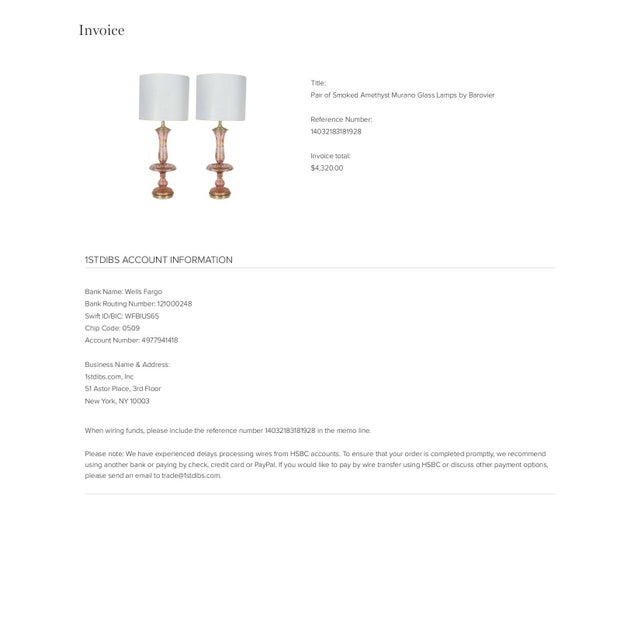 Amethyst Murano Glass Table Lamps by Barovier & Toso, 1960s, Set of 2 For Sale - Image 6 of 7