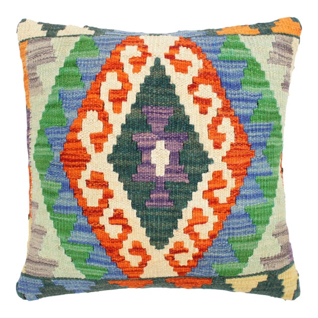 Boho Chic Turkish Siu Hand Woven Kilim Throw Pillow For Sale
