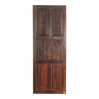 Vintage Hand-Carved Floral Wood Barn Doors | Natural Resort-Style Statement Doors 96 For Sale