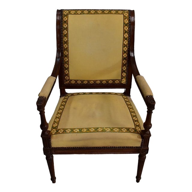 Early 19th Century Walnut Armchair in Louis XVI Style For Sale