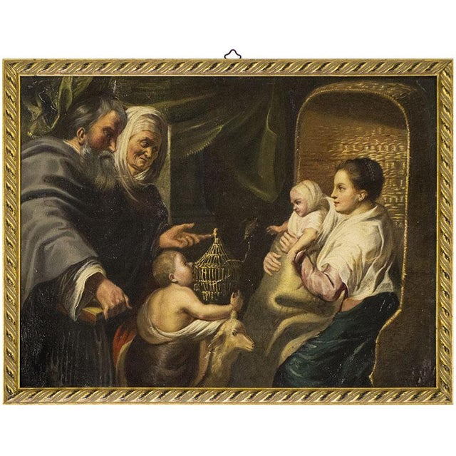 Jacob Jordaens, Madonna with Child, Anna, Joachim and Infant Saint John, 1800s, Oil Painting on Copper, Framed For Sale - Image 8 of 8