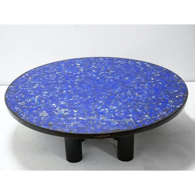 Metal Lapis Lazuli Coffee Table by Etienne Allemeersch, 1970s For Sale - Image 7 of 7