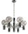Chrome & Smoked Glass Chandelier With Foliate Relief Detail For Sale