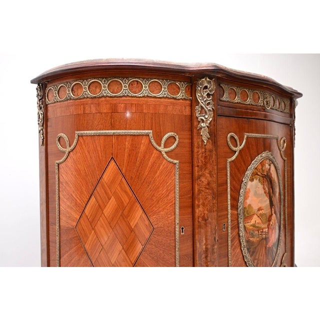 Antique French Marble Top Painted Cabinet, 1920s For Sale - Image 10 of 15