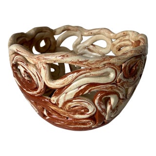 Vintage Organic Art Coil Pottery Bowl For Sale