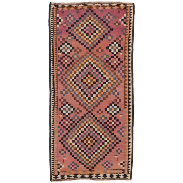 Vintage Persian Shiraz Kilim Gallery Rug 05'03 X 11'01 For Sale - Image 9 of 9