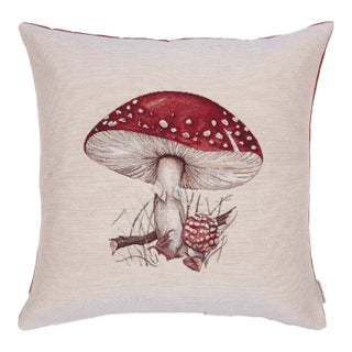 Forest Mushroom Woven Cushion With Feather Filler - 42x42cm (17"x17") For Sale