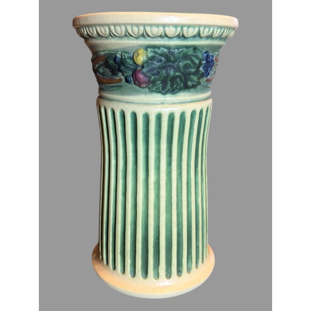 Art Deco Vintage 12" Roseville Art Pottery Corinthian Vase D For Sale - Image 3 of 7