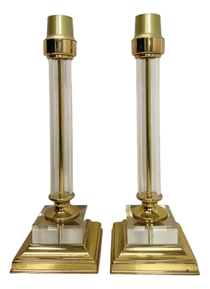 Brass and Acrylic Table Lamps from GKS Leuchten, 1970s, Set of 2