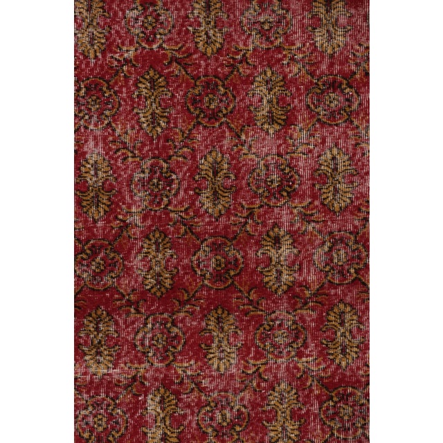 Vintage Distressed Runner Rug, Red-Gold Floral Vine Pattern – Rug & Kilim For Sale In New York - Image 6 of 8