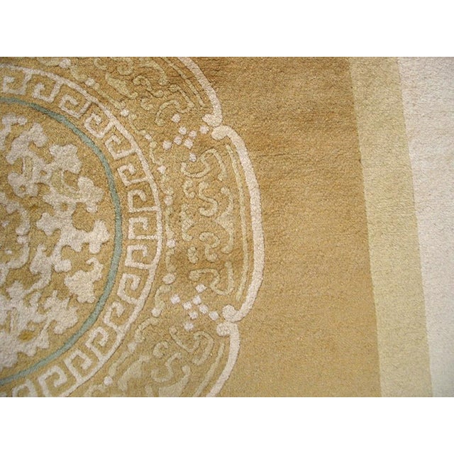 Yellow Exceptional Yellow-Green Color Background & Allover Pattern Antique Chinese Art Deco Rug For Sale - Image 8 of 12