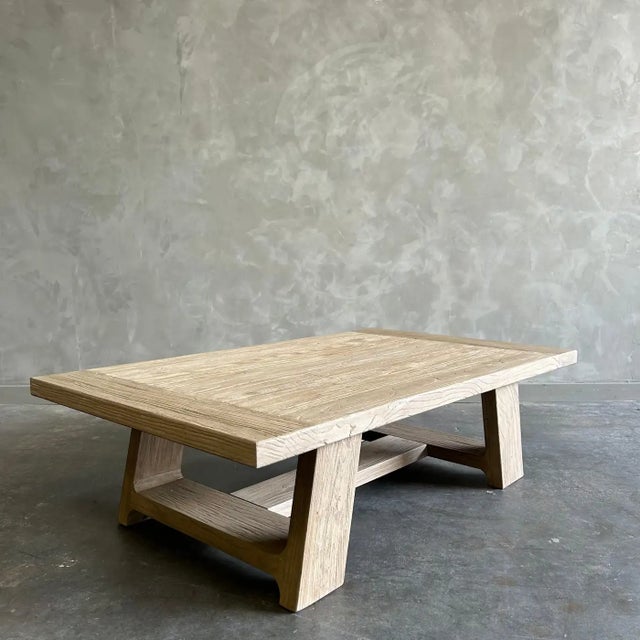 Reclaimed Elm Wood Coffee Table For Sale In Los Angeles - Image 6 of 9