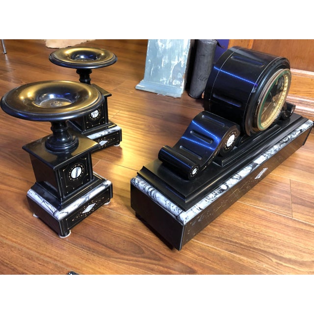 19th Century Antique French Clock Garniture Set - 3 Pieces For Sale - Image 5 of 13