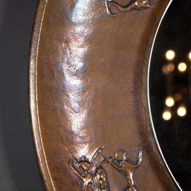 Brutalist 20th Century Brutalist Bronze Mirror With Figures in Relief, 1970s For Sale - Image 3 of 13
