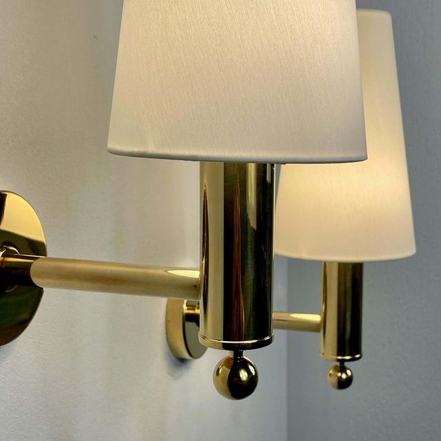 Mid-Century Brass V18 Wall Lights attributed to Eje Ahlgren for Bergboms, Sweden, 1960s, Set of 2 For Sale - Image 12 of 18