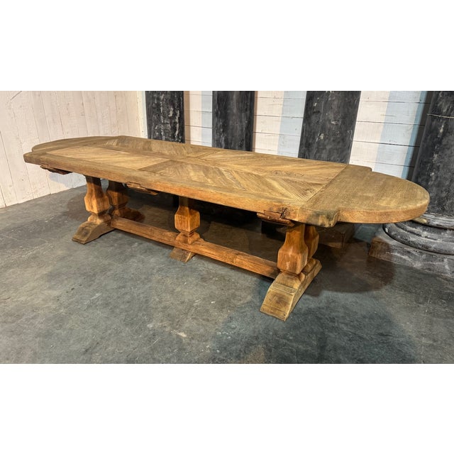 A lovely French Solid Oak Farmhouse Table 3 Meters in Length and a very good Depth at 100cm. Dating to the early 1900s and...