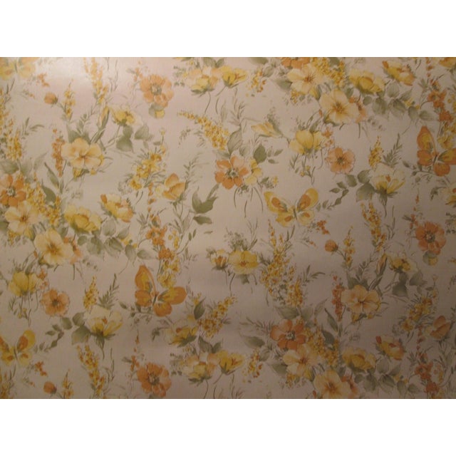 English Vintage 1980s Orange Floral Motif Wallpaper For Sale - Image 3 of 9