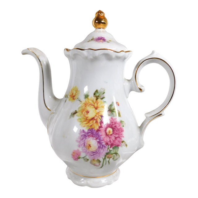 1950s Winterling Floral Coffee Pot For Sale