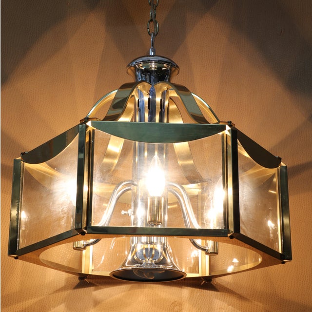 Fredrick Ramond Fredrick Raymond Mid Century Majesty Moderm Brass and Chrome Chandelier For Sale - Image 4 of 10