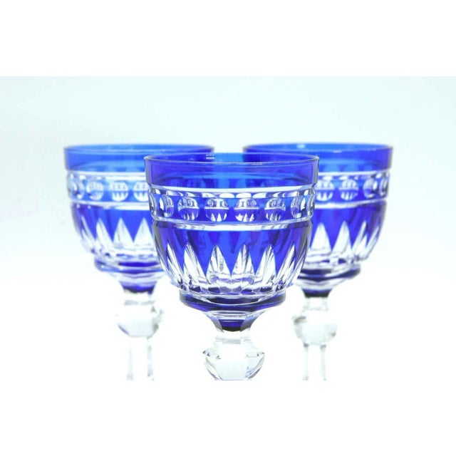 1920s Blue & Clear Cut Crystal Glassware Set of 12 Chairish