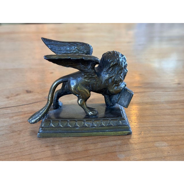 19th Century English Patinated White Metal Herald Lion With Wings For Sale - Image 6 of 6