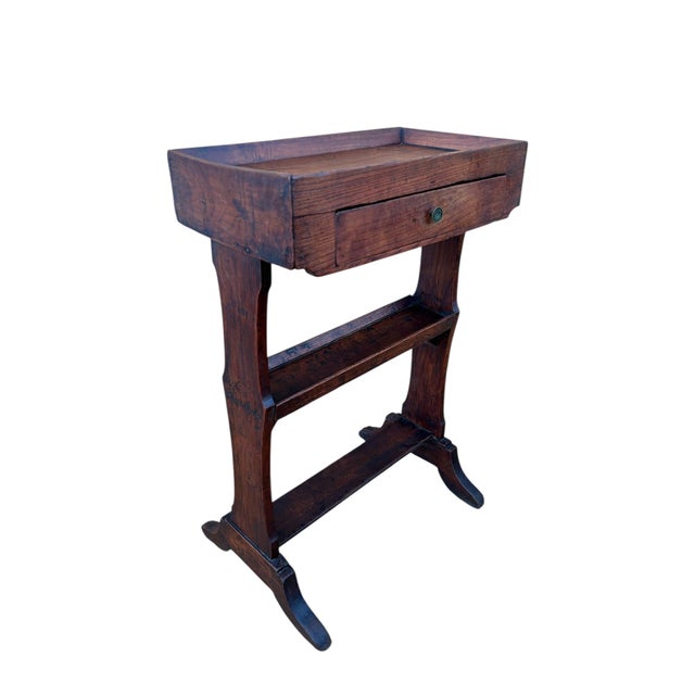 Brown Antique Spanish Rustic Worktable with Tray Top and Drawer, 1910s For Sale - Image 8 of 8