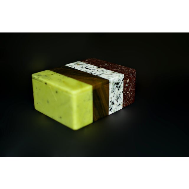 A beautiful pure gemstone box crafted from four natural stones, including the very rare K3 Jasper, showcasing the artistry...