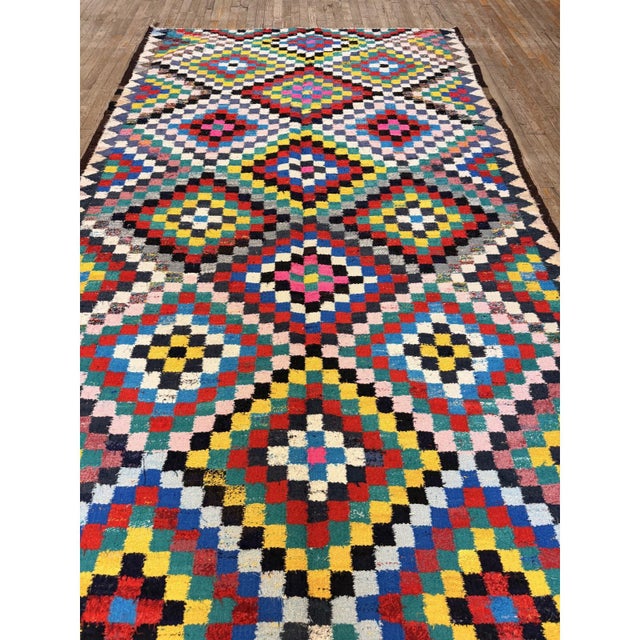 1940s Multicolor Diamond Tribal Turkish Village Kilim Flat Weave 6' 4" X 11' Rug For Sale - Image 4 of 5