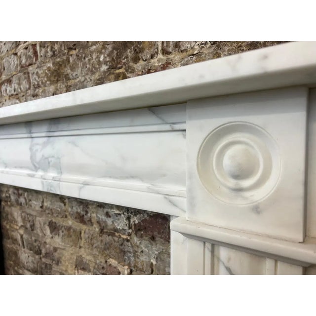 19th Century Carrara Marble Bullseye Fireplace Mantelpiece - Missing Top Shelf Piece For Sale - Image 10 of 10