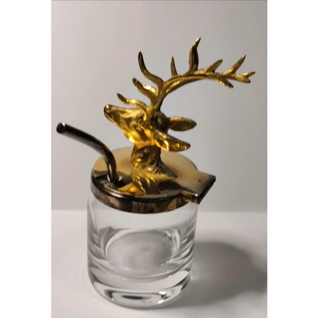 1920s Antique Ormolu Figural Stag Head Mustard Jar, Circa 1920 For Sale - Image 5 of 13