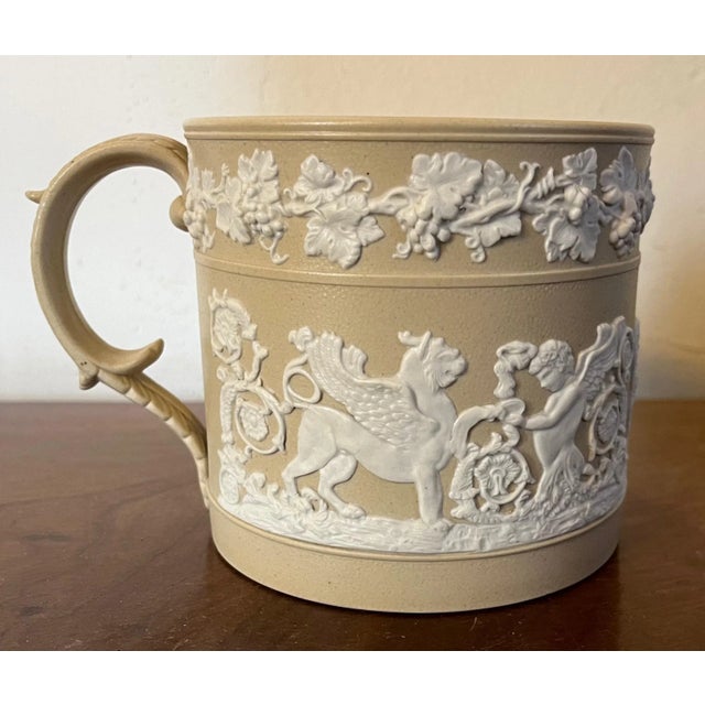 Large Antique Early 19th Century English Jasperware Porter's Mug Decorated With Griffons For Sale - Image 9 of 9