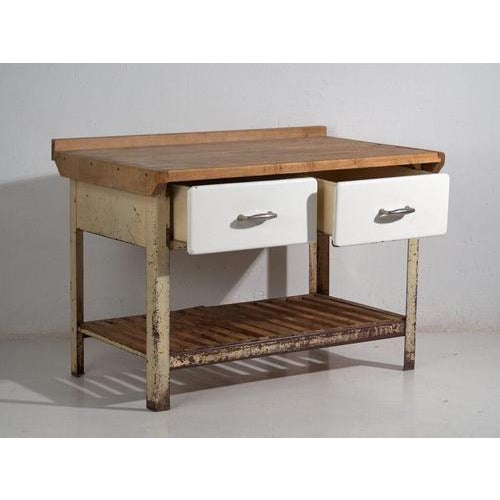 Industrial Japanese Industrial Worktable with Drawers For Sale - Image 3 of 13