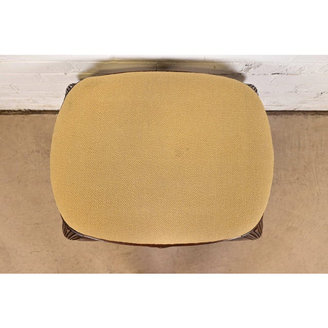 Late 20th Century Baker Furniture Historic Charleston Chippendale Carved Mahogany Stool or Ottoman For Sale - Image 5 of 11