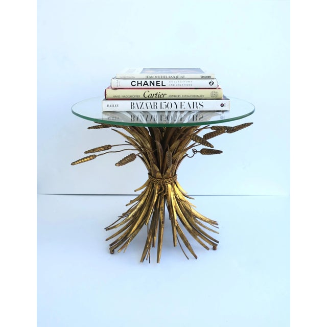 Metal Italian Gold Gilt Sheaf of Wheat Side Drinks Table Aka Coco Table For Sale - Image 7 of 12