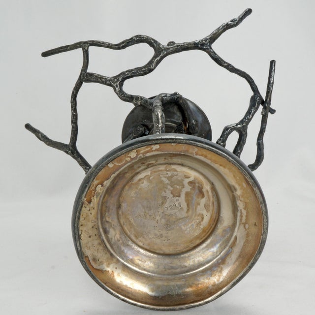 Victorian Aurora Silver Plate Stand & Austrian Cased Glass Painted Bowl 19th C For Sale - Image 9 of 14