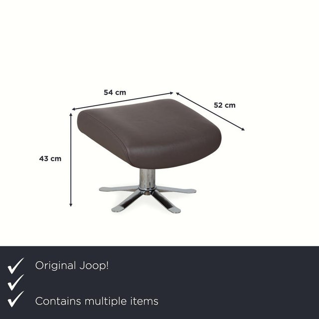 Modern Model 8115 Armchairs and Ottoman in Grey Taupe Leather and Chrome, from Joop, Set of 2 For Sale - Image 3 of 18