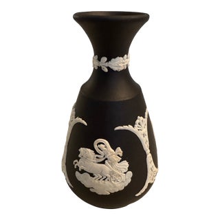 1950s Vintage Black Wedgwood Jasperware Bud Vase For Sale