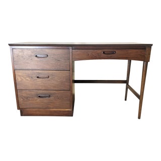 Mid Century Danish Modern Walnut 4 Drawer Writing Desk For Sale