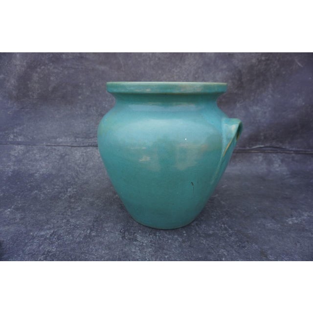 Industrial Early 20th Century Turquoise Gladding McBean Pottery Vase For Sale - Image 3 of 8