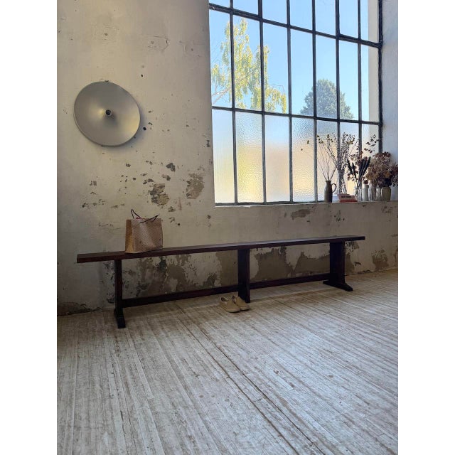 Brown Oak Bench, Early 1900s For Sale - Image 8 of 18