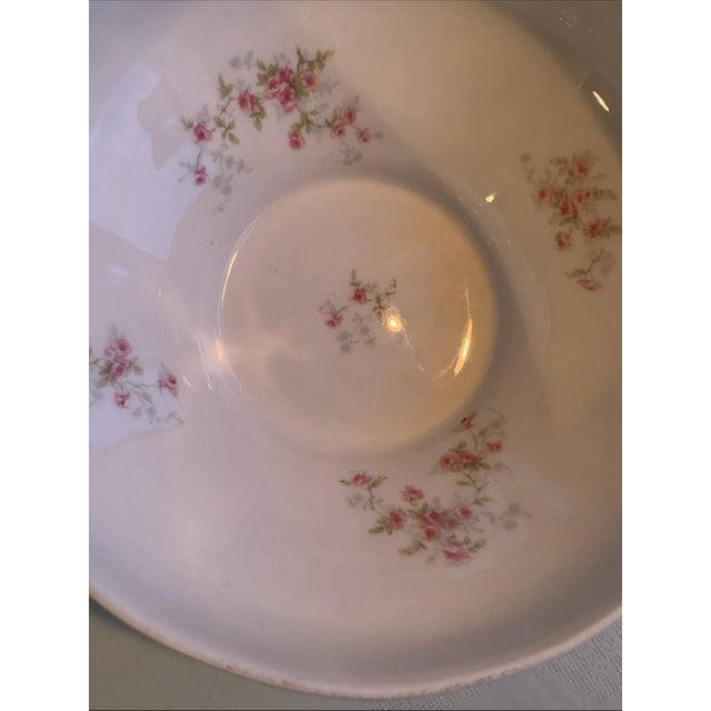 Ceramic Antique Limoges France Pink Roses Large Serving Bowl For Sale - Image 7 of 12