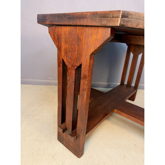 Brooks Mission Oak Octagonal Center Hall Table — Arts & Crafts Slat-Sided For Sale - Image 11 of 12