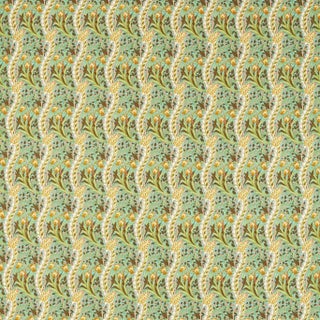 Morris & Co Daffodil Fabric in Cove Blue/Chocolate For Sale
