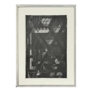 Postmodern Abstract Geometric Charcoal Sketch by Ken Warwick, Framed For Sale