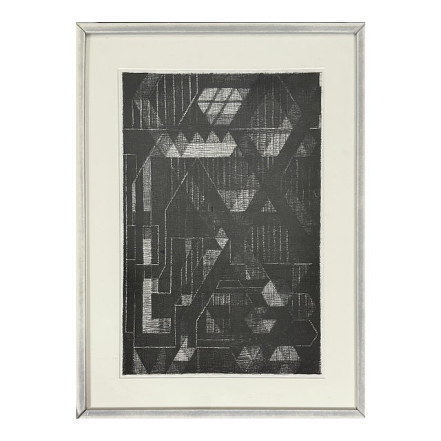 Postmodern Abstract Geometric Charcoal Sketch by Ken Warwick, Framed For Sale