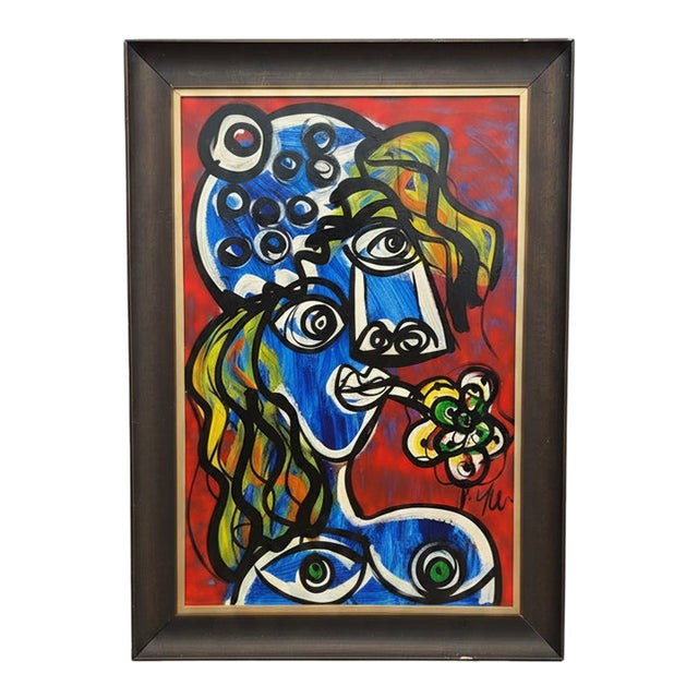 "Blue Pablo Picasso" Titled Peter Keil Painting For Sale