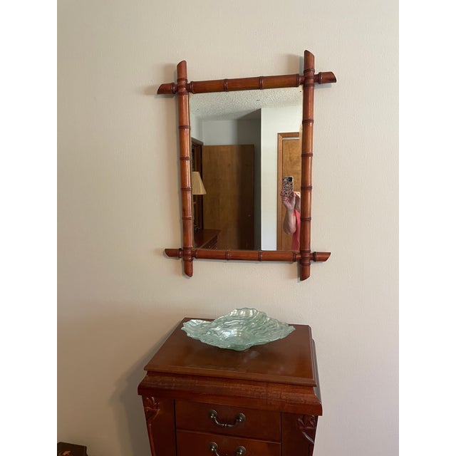 Large 19th Century Antique French Faux Bamboo Wall Mirror For Sale - Image 18 of 18