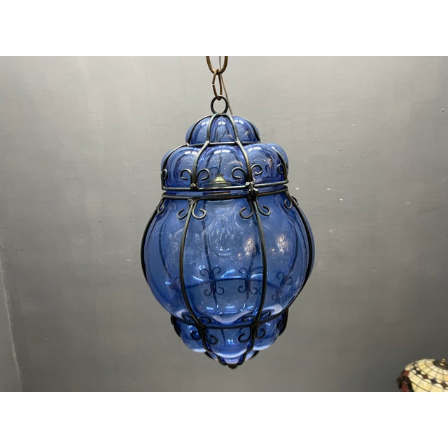 Wrought Iron and Murano Glass Pendant Light, 1980s For Sale - Image 15 of 16