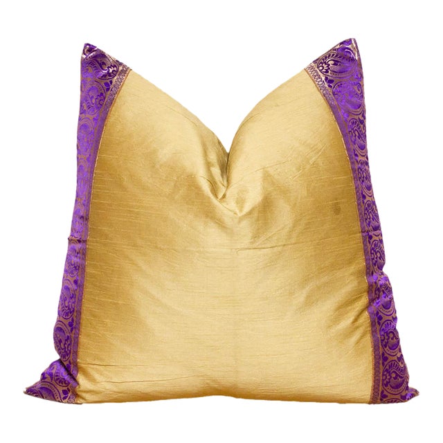 Surya Gold Festive Silk Euro Pillow Cover For Sale
