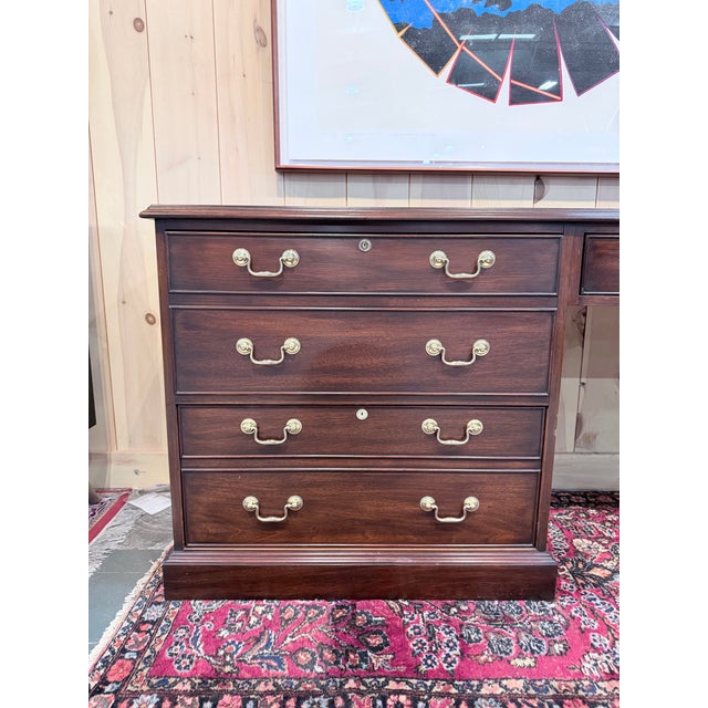 Henkel Harris Henkel Harris Mahogany Double Pedestal Executive Desk For Sale - Image 4 of 12